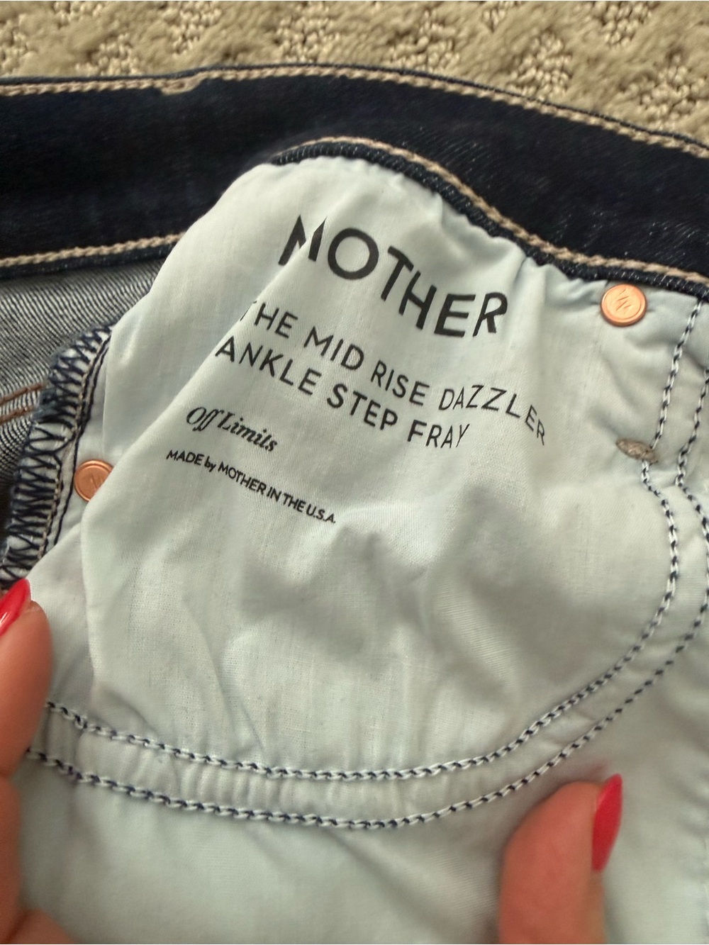 MOTHER Dark Indigo Straight-Leg Jeans with Raw Hem - Picture 3 of 8